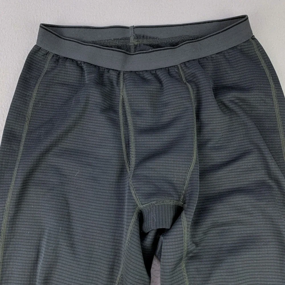 REI Midweight Base Layer Bottoms Mens S Gray Grid Fleece Thermal Pants